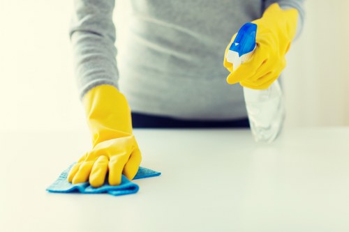 Local rug cleaner working in a NW8 residential interior